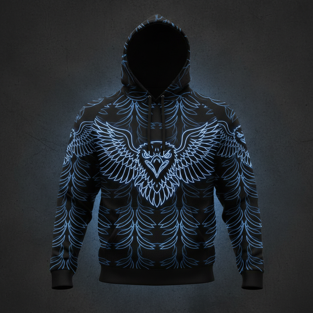 Eagle Wings All-Over Print Hoodie - Front