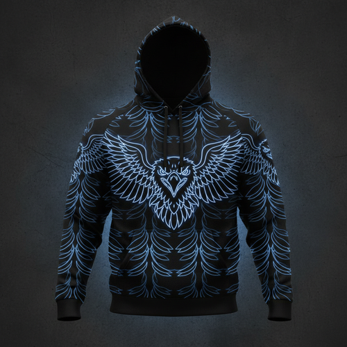 Eagle Wings All-Over Print Hoodie - Front