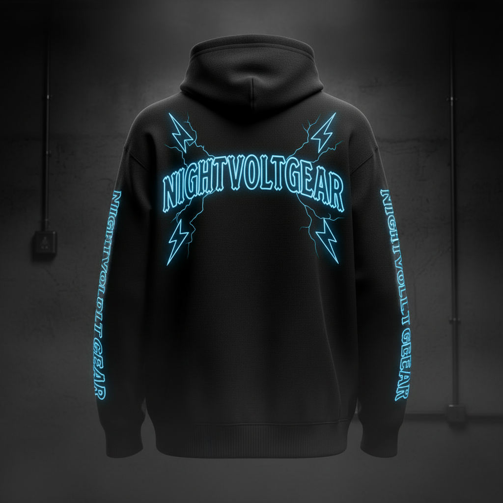 NIGHTVOLTGEAR Zip-Up Hoodie - Blue Glow Sleeves
